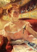 Mary Cassatt Woman with a Pearl Necklace in a Loge USA oil painting artist